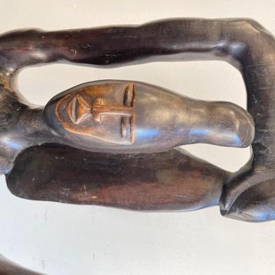 Three Tall Robust Wood African Statues