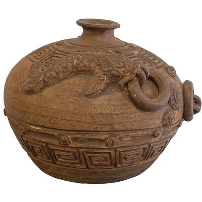 Old Chinese Round Terra Cotta Pot