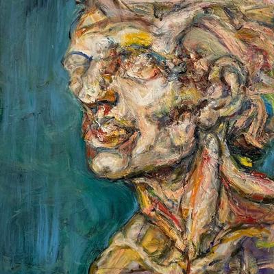 Sybil Ronis Male Abstract Face Oil Painting 28 x 24