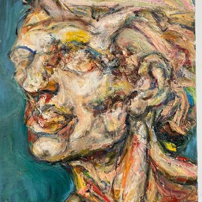 Sybil Ronis Male Abstract Face Oil Painting 28 x 24