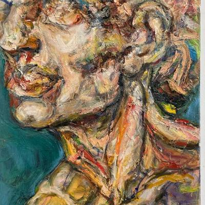 Sybil Ronis Male Abstract Face Oil Painting 28 x 24