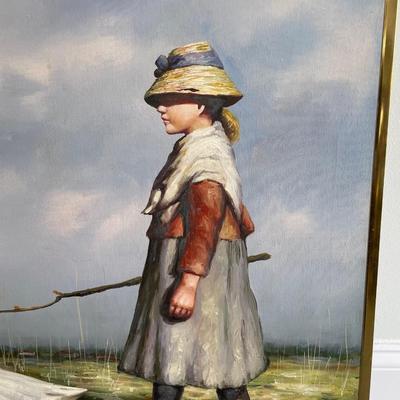 W. Hampton Oil Painting on Canvas 36 x 25
