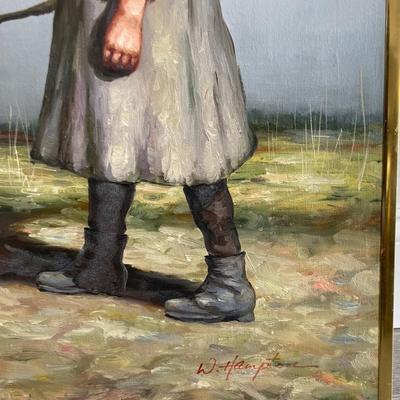 W. Hampton Oil Painting on Canvas 36 x 25