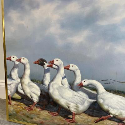W. Hampton Oil Painting on Canvas 36 x 25