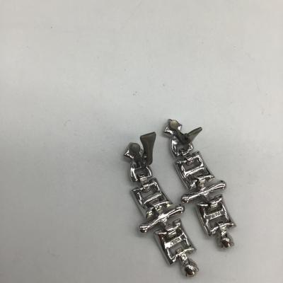 Faux Rhinestone clip on dangling earrings