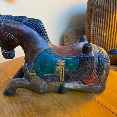 Asian-Style Wooden Horse Figurine