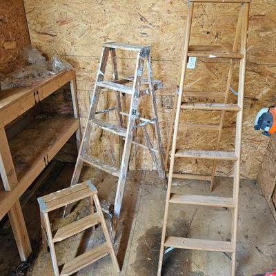 Three Wooden Step Ladders (S-JS)