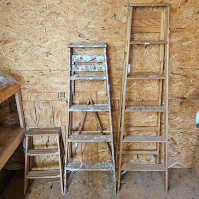 Three Wooden Step Ladders (S-JS)
