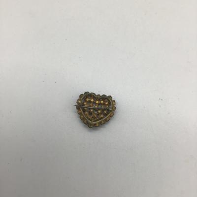 Vintage Rhinestone heart pin