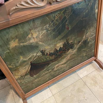 Antique Hand-painted Fireplace Screen