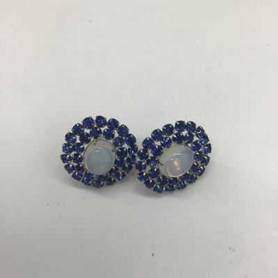 Faux Opalescent and Rhinestone vintage Earrings