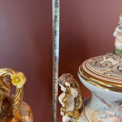 Pair of Vintage Ornate Urn and Vase