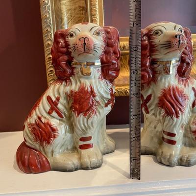 Pair of Vintage Porcelain Staffordshire Spaniel Dog Figurines