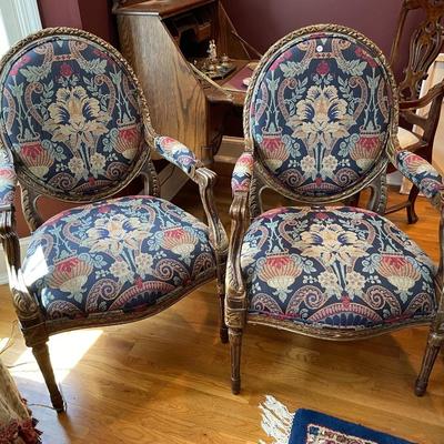 Pair of Queen Anne Style Chairs, Newer Model