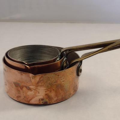 Set of Four Graduated Copper Measuring Cups