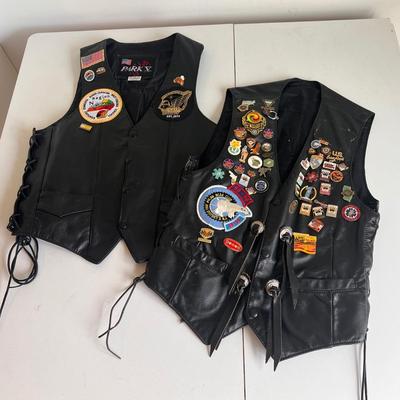 Leather Motorcycle Vests w/ Pins and Patches (UCC-DZ)