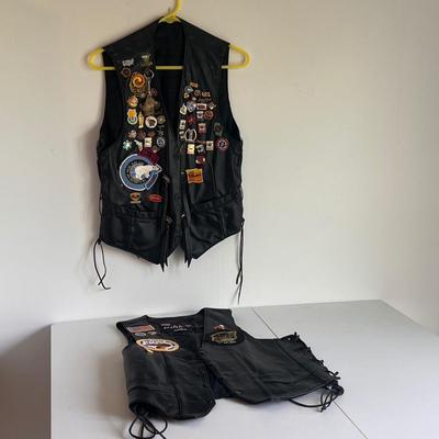 Leather Motorcycle Vests w/ Pins and Patches (UCC-DZ)