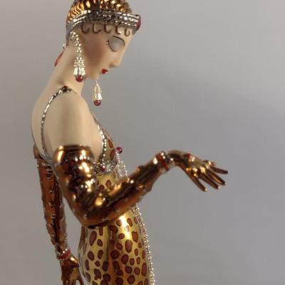 House of Erte Numbered, Limited Edition, Hand Painted Porcelain 'Ocelot' Art Deco Figurine- No. M3918