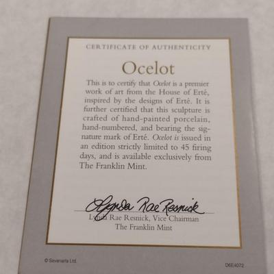 House of Erte Numbered, Limited Edition, Hand Painted Porcelain 'Ocelot' Art Deco Figurine- No. M3918