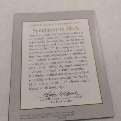 House of Erte Numbered, Limited Edition, Hand Painted Porcelain 'Symphony in Black' Art Deco Figurine- No. M5166