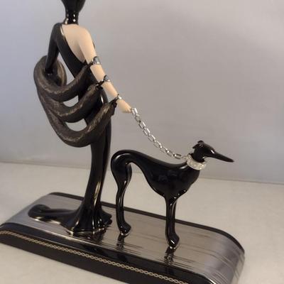 House of Erte Numbered, Limited Edition, Hand Painted Porcelain 'Symphony in Black' Art Deco Figurine- No. M5166