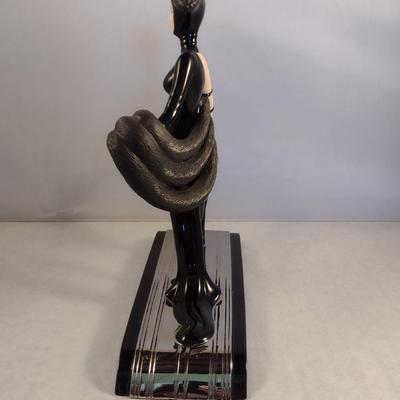 House of Erte Numbered, Limited Edition, Hand Painted Porcelain 'Symphony in Black' Art Deco Figurine- No. M5166