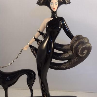 House of Erte Numbered, Limited Edition, Hand Painted Porcelain 'Symphony in Black' Art Deco Figurine- No. M5166