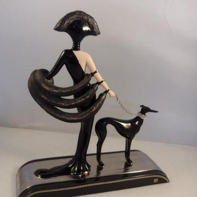 House of Erte Numbered, Limited Edition, Hand Painted Porcelain 'Symphony in Black' Art Deco Figurine- No. M5166