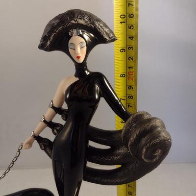 House of Erte Numbered, Limited Edition, Hand Painted Porcelain 'Symphony in Black' Art Deco Figurine- No. M5166
