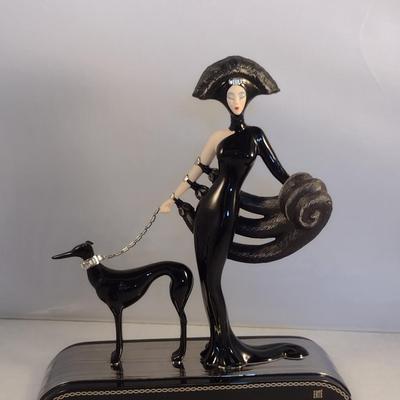 House of Erte Numbered, Limited Edition, Hand Painted Porcelain 'Symphony in Black' Art Deco Figurine- No. M5166