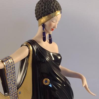 House of Erte Numbered, Limited Edition, Hand Painted Porcelain 'Glamour' Art Deco Figurine- No. 4035