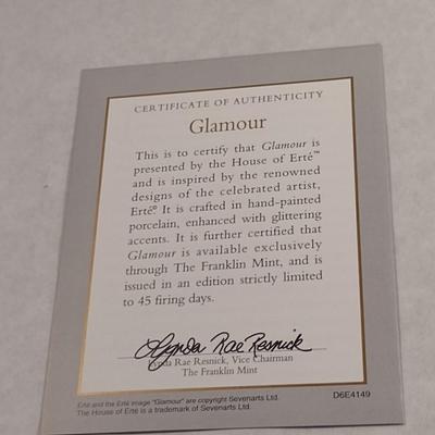 House of Erte Numbered, Limited Edition, Hand Painted Porcelain 'Glamour' Art Deco Figurine- No. 4035