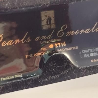 House of Erte Numbered, Limited Edition, Hand Painted Porcelain 'Pearls and Emeralds' Art Deco Figurine- No. 2716