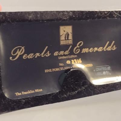 House of Erte Numbered, Limited Edition, Hand Painted Porcelain 'Pearls and Emeralds' Art Deco Figurine- No. 2716