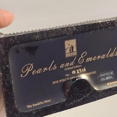 House of Erte Numbered, Limited Edition, Hand Painted Porcelain 'Pearls and Emeralds' Art Deco Figurine- No. 2716