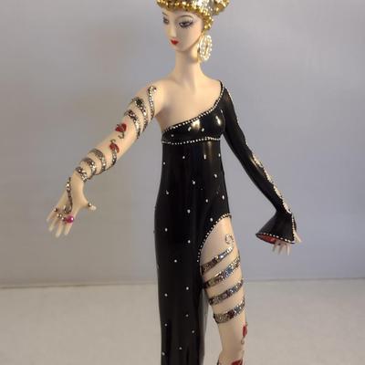 House of Erte Numbered, Limited Edition, Hand Painted Porcelain 'Pearls and Rubies' Art Deco Figurine- No. M7892