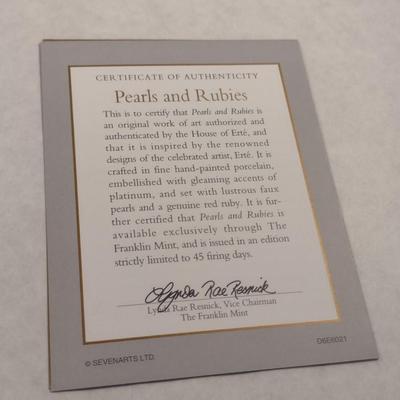 House of Erte Numbered, Limited Edition, Hand Painted Porcelain 'Pearls and Rubies' Art Deco Figurine- No. M7892