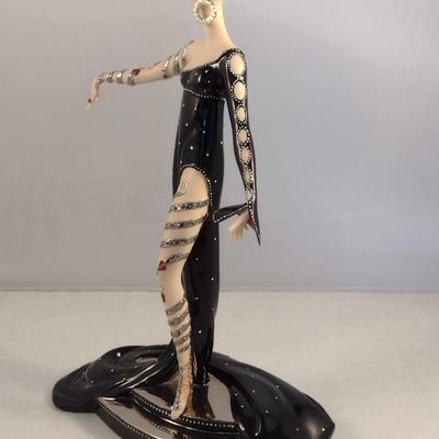 House of Erte Numbered, Limited Edition, Hand Painted Porcelain 'Pearls and Rubies' Art Deco Figurine- No. M7892