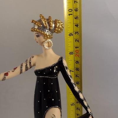 House of Erte Numbered, Limited Edition, Hand Painted Porcelain 'Pearls and Rubies' Art Deco Figurine- No. M7892