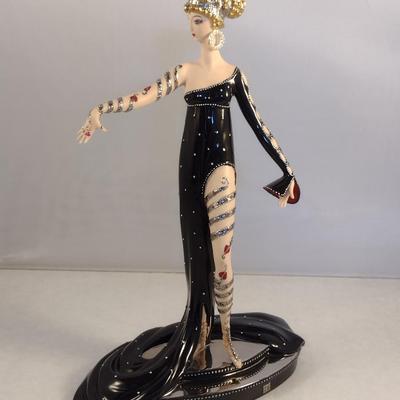 House of Erte Numbered, Limited Edition, Hand Painted Porcelain 'Pearls and Rubies' Art Deco Figurine- No. M7892
