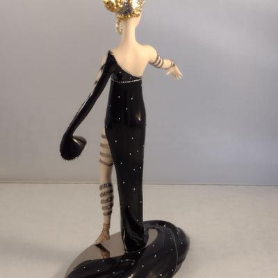 House of Erte Numbered, Limited Edition, Hand Painted Porcelain 'Pearls and Rubies' Art Deco Figurine- No. M7892