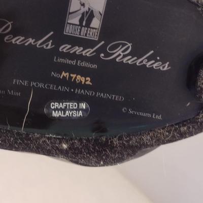 House of Erte Numbered, Limited Edition, Hand Painted Porcelain 'Pearls and Rubies' Art Deco Figurine- No. M7892