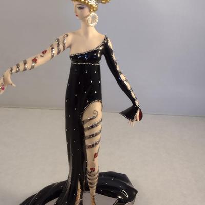 House of Erte Numbered, Limited Edition, Hand Painted Porcelain 'Pearls and Rubies' Art Deco Figurine- No. M7892
