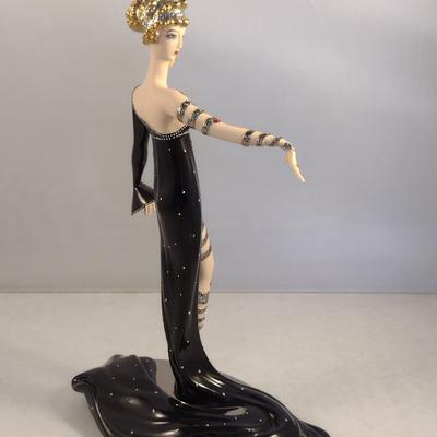 House of Erte Numbered, Limited Edition, Hand Painted Porcelain 'Pearls and Rubies' Art Deco Figurine- No. M7892