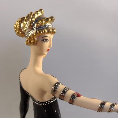 House of Erte Numbered, Limited Edition, Hand Painted Porcelain 'Pearls and Rubies' Art Deco Figurine- No. M7892