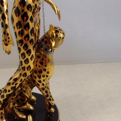 House of Erte Numbered, Limited Edition, Hand Painted Porcelain 'Leopard' Art Deco Figurine- No. M3280