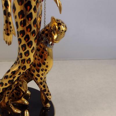 House of Erte Numbered, Limited Edition, Hand Painted Porcelain 'Leopard' Art Deco Figurine- No. M3280