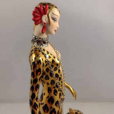 House of Erte Numbered, Limited Edition, Hand Painted Porcelain 'Leopard' Art Deco Figurine- No. M3280