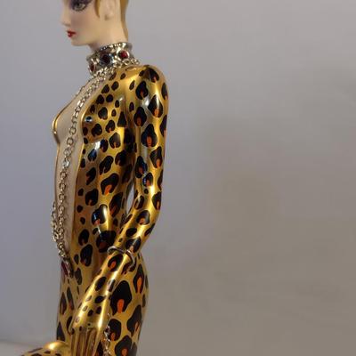 House of Erte Numbered, Limited Edition, Hand Painted Porcelain 'Leopard' Art Deco Figurine- No. M3280