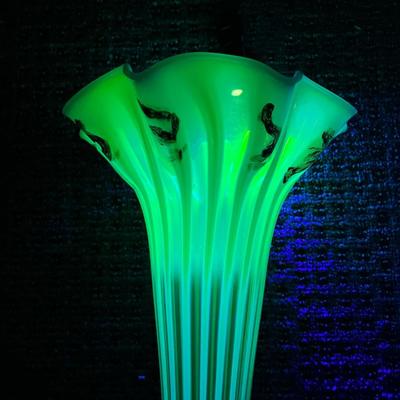 Fabulous TALL Uranium Glass Vase One of a kind !